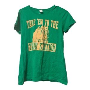 Yellowstone Take ‘Em To The Train Station Green T-Shirt with Gold Print Small